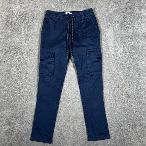 PacSun Cargo Pants Mens Small Blue Excellent Drawstring Utility Trousers - Picture 3 of 8